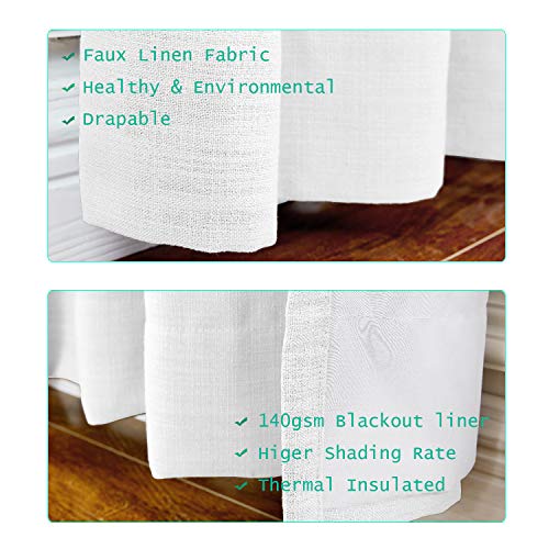 ChadMade 50" W x 96" L Polyester Linen Drapes with Blackout Thermal Lining Pinch Pleat Curtain for Sliding Door Patio Door Living Room Bedroom, (1 Panel) Snow White - Thumbnail 3
