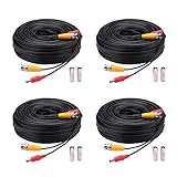 WildHD Bnc Cable 4x150ft All-in-One Siamese Video and Power Security Camera Cable BNC Extension Wire Cord with 2 Female Connetors for All Max 5MP HD CCTV DVR Surveillance System (Black)