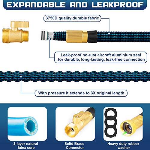 WHIMSWIT 100FT Garden Hose Expandable Hose, Flexible Water Hose with 10