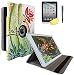 iPad Case Cover Rotating Stand with Wake Up/Sleep Function for ipad 2nd 3rd 4th Generation Model A1395 A1396 A1397 A1416 A1430 A1403 A1458 A1460 or A1459 Green Flower Leaves