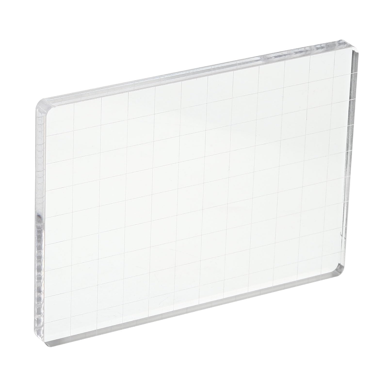 PATIKIL 5" x 3.5" Acrylic Stamp Block, Clear Stamping Block with Grid Lines Decorative Mounting Blocks Square for Scrapbooking DIY Crafts Card Making