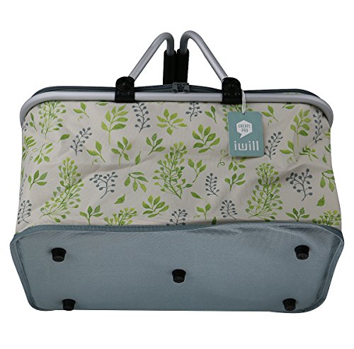Fashion Picnic Cooler Bag for Picnic Lunch, Family Gatherings, Fruit Drinks Beer Refrigerated, Cooked Food Insulation, Foldable, Portable Picnic Baskets, Lunch Bags, Lunch Boxes, Leaves - Thumbnail 3