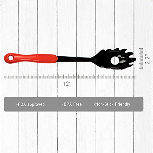 Jazava, Spaghetti Pasta Server - Dishwasher Safe Kitchen Pasta Ladle, Nonstick Nylon Kitchen Gadgets Pasta Fork(JZ-KU-PL-R) - Thumbnail 2