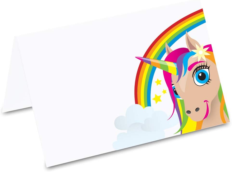50 Cartes De Place Licorne Arc-en-ciel - Papier épais 300 G/m², Dimensions 85x55 Mm Plié, Pour Anniversaire Et Décoration