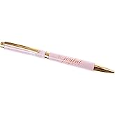 Graphique Fashion Pen, 5.5" Refillable Black Ink Ballpoint Pink w/Be Joyful Quote & Matching Gift Box, Makes a Beautiful, Unique Gift