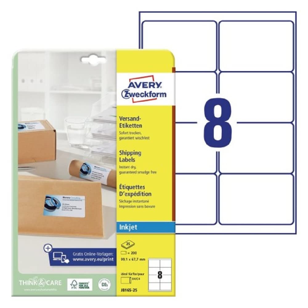 Avery Zweckform J8165-25 Address Labels 99.1 x 67.7 mm for C4/C5 Envelopes