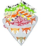 Baby Bandana Bib Cute and Funny Bibs with Snaps - 7 Pack Set Premium Unisex Gift for Drooling, Teething and Dribble Bibs and Burp Cloths, Soft Cotton and Absorbent burpy for Boys and Girls Fox