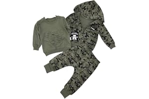URI NABI Air Force Baby Boys 3 Piece Clothes Set Camouflage Print Jacket, Long Sleeve Shirt, Pants & Military Toddler casual outfit