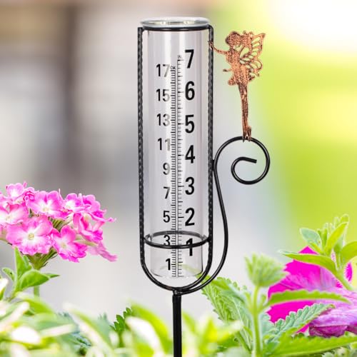 Venniy Rain Gauge Outdoor,Fairy Rain Gauges for Yard Decorative Water Gauge at Amazon