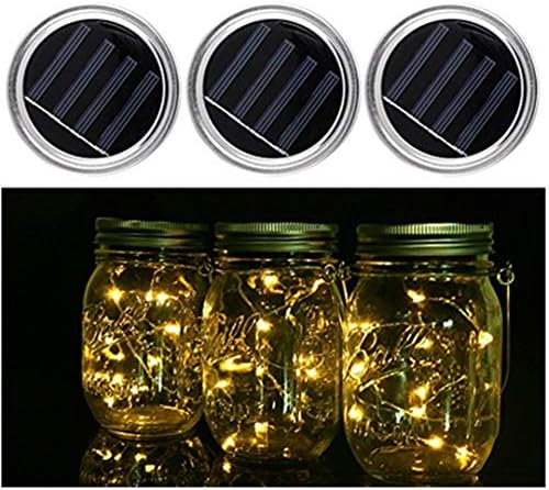 3 Pack-Mason Jar solar Lights,10 LED String Lights Lids Insert for Wedding Christmas Holiday Party Decorative Light,Hanging Lights for Garden,Patio, Outdoor Party (Jars Not Included)