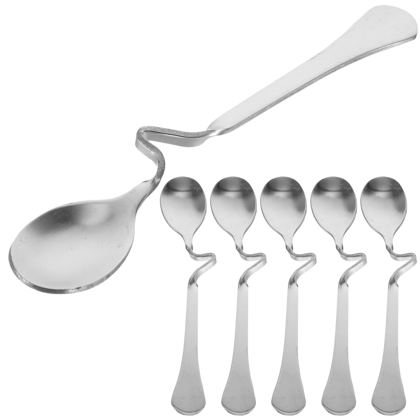 OSALADI 6pcs Hanging Coffee Spoons, Bending Handle Jam Spoons Stainless Steel Honey Spoons Dessert Spoons for Tea Coffee Dessert
