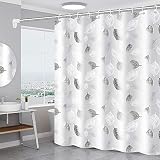 WOODFIB Shower Curtain 100% PEVA 180x200 cm Black Chevron with 12 Hooks