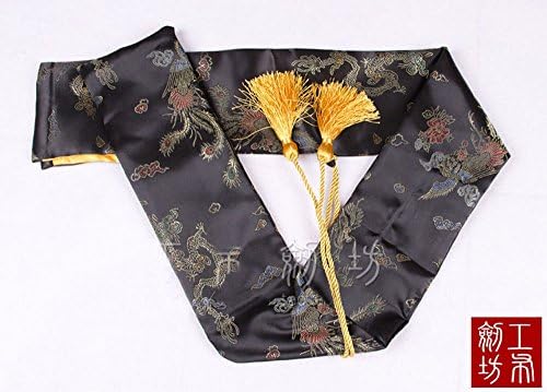 jiaoguo Japanese Samurai Sword Katana Soft Case Sword Bag Long Tassel Black Dragon Phoenix 130cm X 13cm