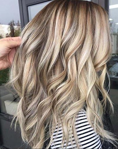 【55% OFF in June+ Express Delivery 3-5 Days】LaaVoo Long Curly Wigs 130% Density Free Part # Light Brown with Platinum Blonde 55cm Wig with Adjustable Straps 22Inches