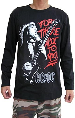 rerock4ever Men's AC DC For Those about to rock Long Sleeve T-Shirt Black (Medium)