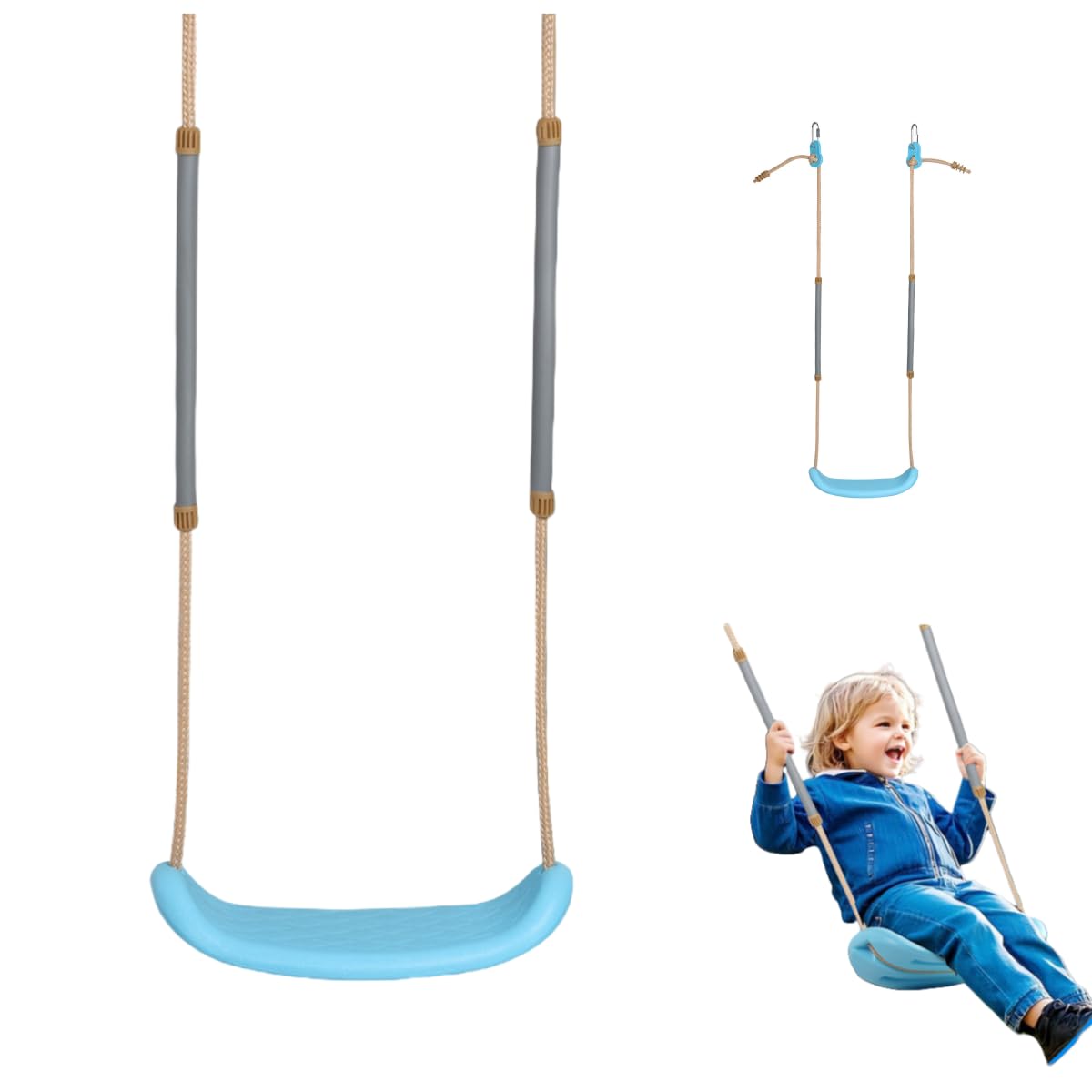 JIZIYUER Children's Plastic Swing Seat With Safety Handle For Outdoor Indoor Kids Swing Set