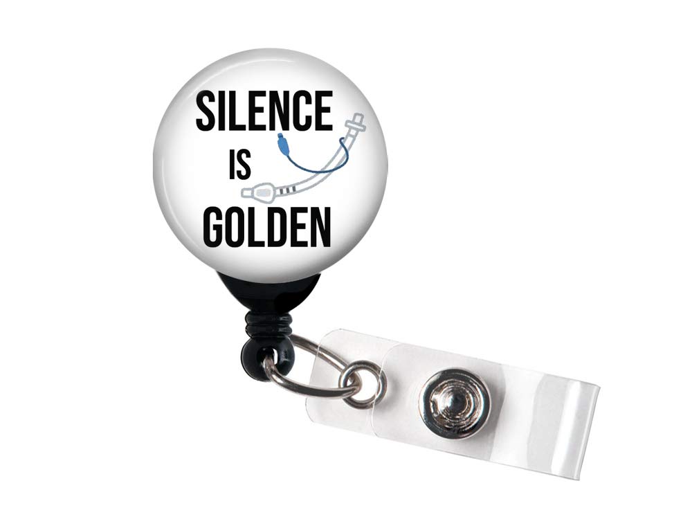 Retractable Badge Reel - Silence is Golden - Badge Holder/Anesthesiologist/Respiratory Badge/Badge Reel for Men