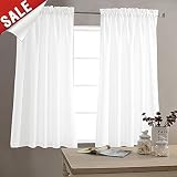 jinchan White Tier Curtains Semi Sheer Short Curtains Kitchen Casual Weave Cafe Curtains Half Window Treatments 2 Panels 45" L
