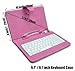 (Pink) 9.7 Inch Leather Keyboard Kick Stand Case + HSINI Touch Screen Stylus Pen for Android Tablet Epad Apad - Pink
