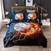 A Nice Night Baseball with Fire Print Comforter Quilt Set Bedding Sets for Teen Boys (Baseball,Full Size)