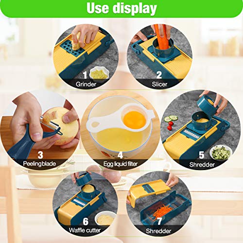 FUHUIM Mandoline Slicer, 7 in 1 Adjustable Vegetable Slicer, Fits for