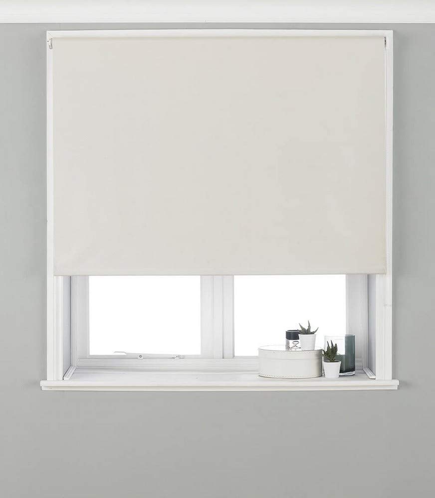 Riva Home Eclipse Blackout Roller Blind, Polyester, Ivory, 60" x 64" (153 x 162cm )