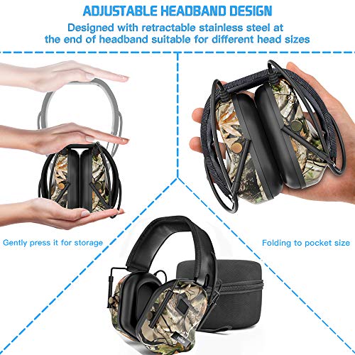 TOENNESEN 2019 Professional Sport Sound Amplification Electronic Shooting Earmuff, NRR 27 dB Ideal for Shooting and Hunting(Camo)