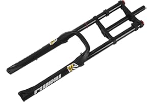 GXFWJD RUJIXU 26 Inch Fat Fork Travel 170mm 4.0" Tire MTB Bike Air Suspension Fork 1-1/8" Double Shoulder Rebound Adjustment Disc Brake QR Bicycle Front Fork for Snow Beach E-Bike