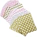 Fyess 100PCS Gold and Pink Candy Treat/Favor Paper Bags, Food Safe Biodegradable Paper Treat Sacks Perfect for Party Filled with Small Favors.(Two Color, Two Styles)