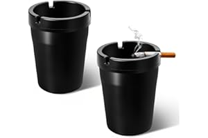 Wuyaoyao 2PCS Car Ashtray, Automotive Self-Extinguishing Ashtray with Lid Smell Proof, Smokeless Ashtrays for Car Cup Holder, Portable Vehicle Cigarette Ash Holder Trash Can for Home Office
