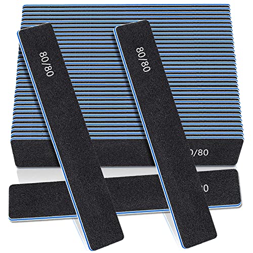 25Pcs Rectangle Nail Files - 80/80 Grit, Professional Reusable Double Sided Emery Boards for Acrylic Nails, Salon Use