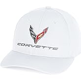 C8 Corvette Hat - Next Generation StayDri Adjustable Performance Cap - Officially Licensed by GM (White)
