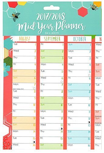Tallon A1 20172018 Academic Mid Year Wall Planner Calendar Colour At Random