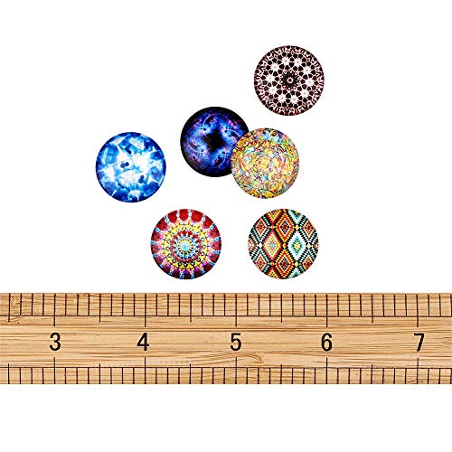 Craftdady 200Pcs Mosaic Printed Glass Flat Back Half Round Cabochons 20mm (3/4") Random Mixed Colors Photo Mosaic Tiles Dome Cabs