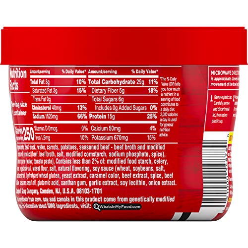 Campbell's Chunky Beef with Country Vegetables Soup Microwavable Bowl, 15.25 oz. (Pack of 8)