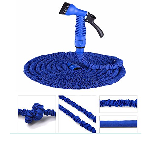 75ft Strongest Expanding Garden Hose,Flexible Expandable Hose Pipe,with 7 Function Spray Nozzle- Blue