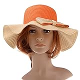 Vbiger Fashion Women Large-Brim Straw Bowknot Hat Beach Summer Sun Hats With Flouncing