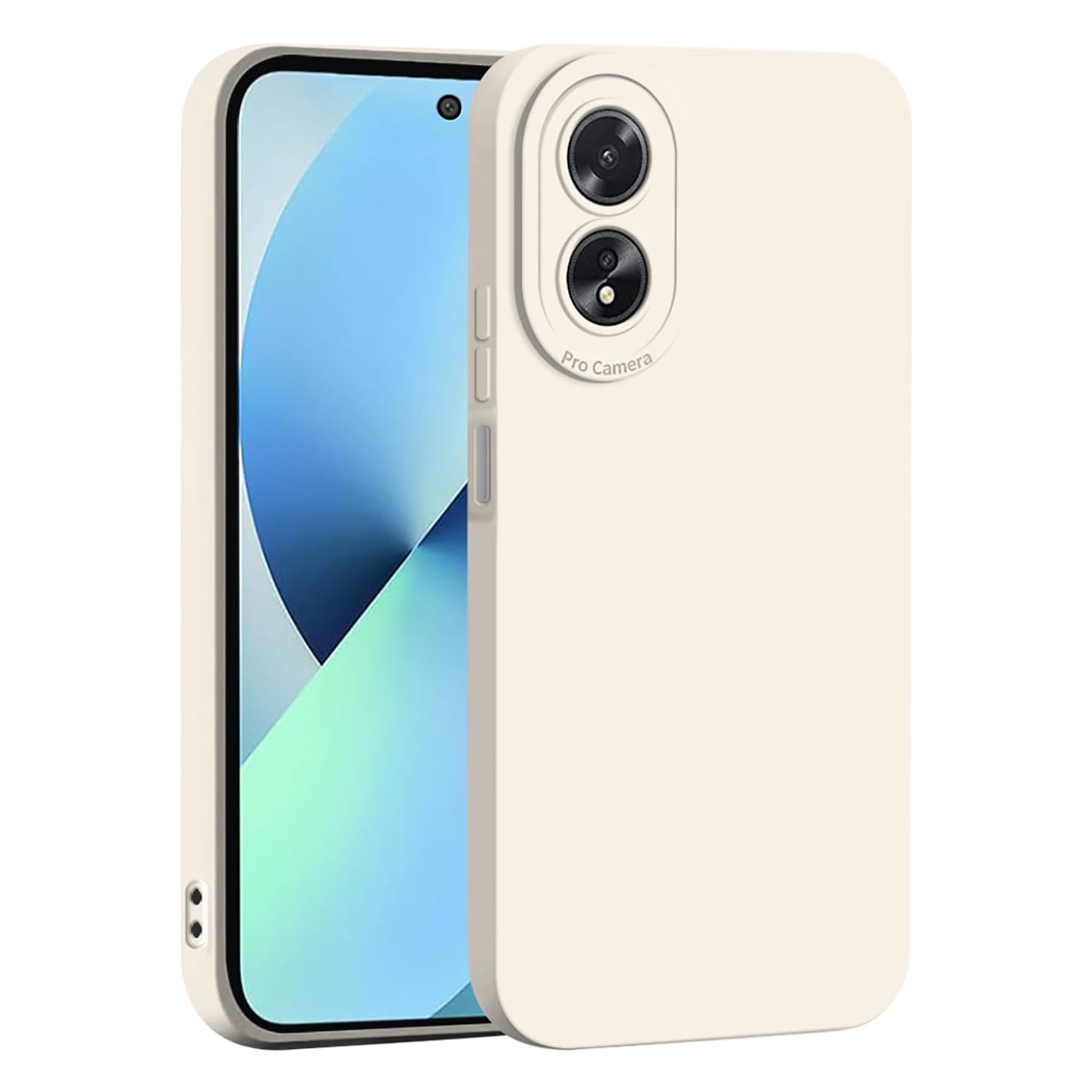 ILING Liquid Silicone Case for OPPO A17 / OPPO A17K, Simple Solid Color Back Soft Gel Rubber Frosted TPU Bumper Shockproof Protective Ultra-thin Phone Case Cover (White)
