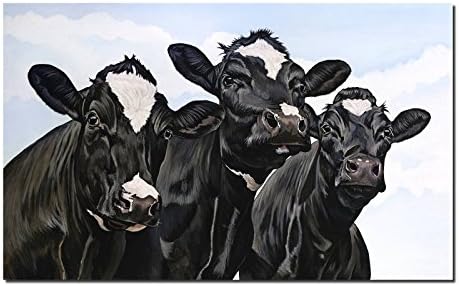 QINGYAZI HD Printing Modern Minimalist Painting Wall Art Painting Black And White Cows For Bedroom Living Room Study Home Decoration Painting (32x19 inchx1pc ($38))