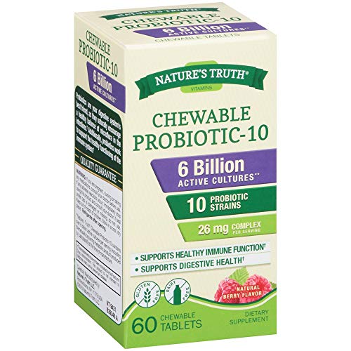 Nature's Truth Chewable Probiotic-10 Tablets Natural Berry Flavor - 60 ct, Pack of 3 Nature's Truth Chewable Probiotic-10 Tablets Natural Berry Flavor - 60 ct, Pack of 3