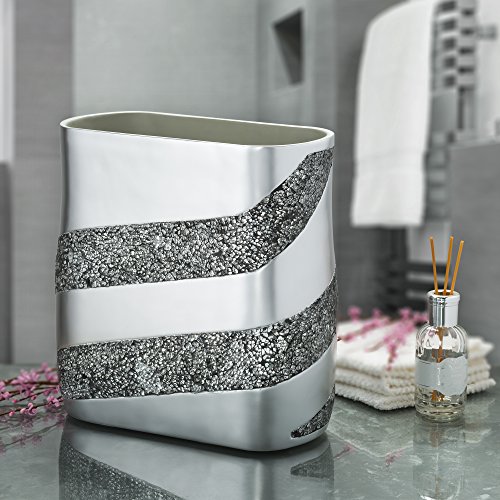 Creative Scents Silver Mosaic Bathroom Trash Can Decorative Waste