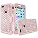 LONTECT iPhone 7 Plus Case Hybrid Heavy Duty Shockproof Diamond Studded Bling Rhinestone Case with Dual Layer [Hard PC+ Soft Silicone] Impact Protection for Apple iPhone 7 Plus - Rose Gold