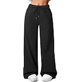 FACDIBY Women's Fleece Wide Leg Sweatpants Winter Warm Thermal Straight Leg Sweat Pants with Pockets