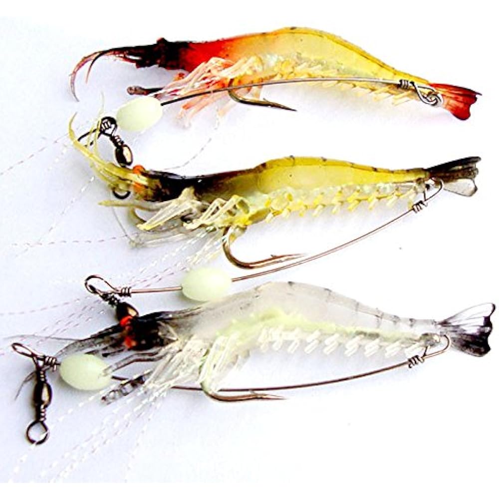 Peky Highly Simulated Soft Lures Shrimp Bait Set Kit Lots, Fishing Hook