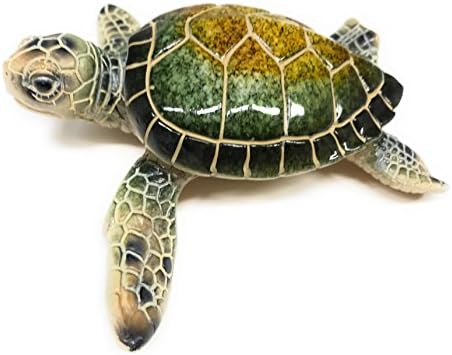 Green Tree Sea Turtle Resin Figurine Indoor Outdoor Decor 5.25 Inches Wide