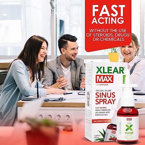 Xlear MAX Saline Nasal Spray, Natural Formula with Xylitol, Capsicum