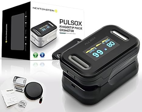 Pulsox Pulsioxímetro de dedo con pantalla a color y alarma carcasa baterías