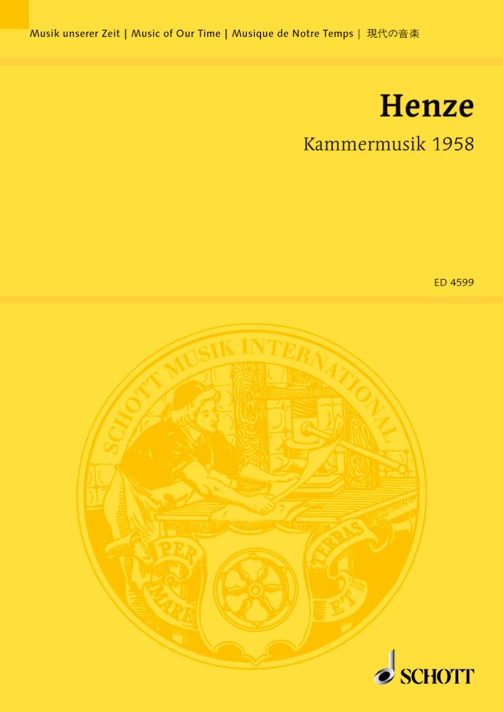 Kammermusik 1958: über die Hymne "In lieblicher Bläue" von Friedrich Hölderlin. tenor, guitar and 8 solo instruments. Partition d'étude.
