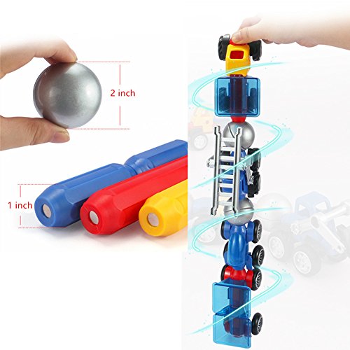 O-Toys 38pcs Car Magnet Toys Kids Building Blocks Truck Magnetic Toy 3D DIY Education Learning Construction Play Set Gift for Boys Toddlers Girls