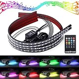 AMBOTHER 4Pcs Car LED Neon Undercar Glow light Underglow Atmosphere Decorative Bar Lights Kit Strip, 5050 SMD Underbody System Waterproof Tube 7 Color with Sound Active and Wireless Remote Control